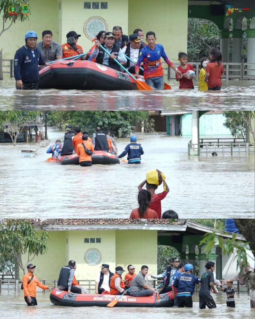 Pimpinan DPRD Karawang saat meninjau banjir di tiga desa