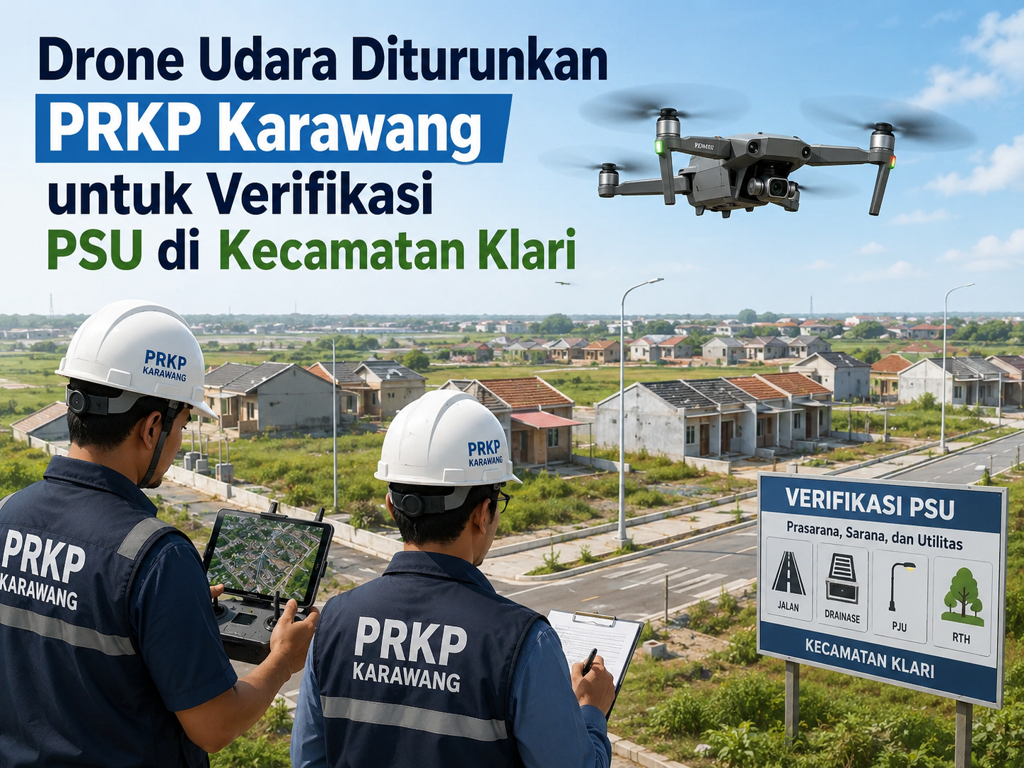Ilustrasi: Drone Udara Diturunkan PRKP Karawang untuk Verifikasi PSU di Kecamatan Klari